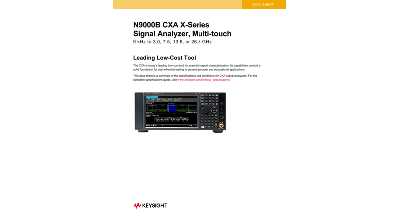 N9000B CXA X-Series Signal Analyzer, Multi-touch
